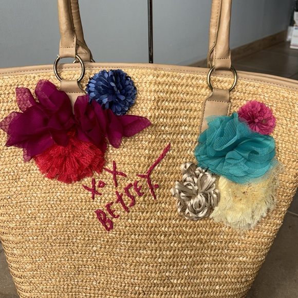BETSEY JOHNSON FLORAL STRAW TOTE - Picture 3 of 16